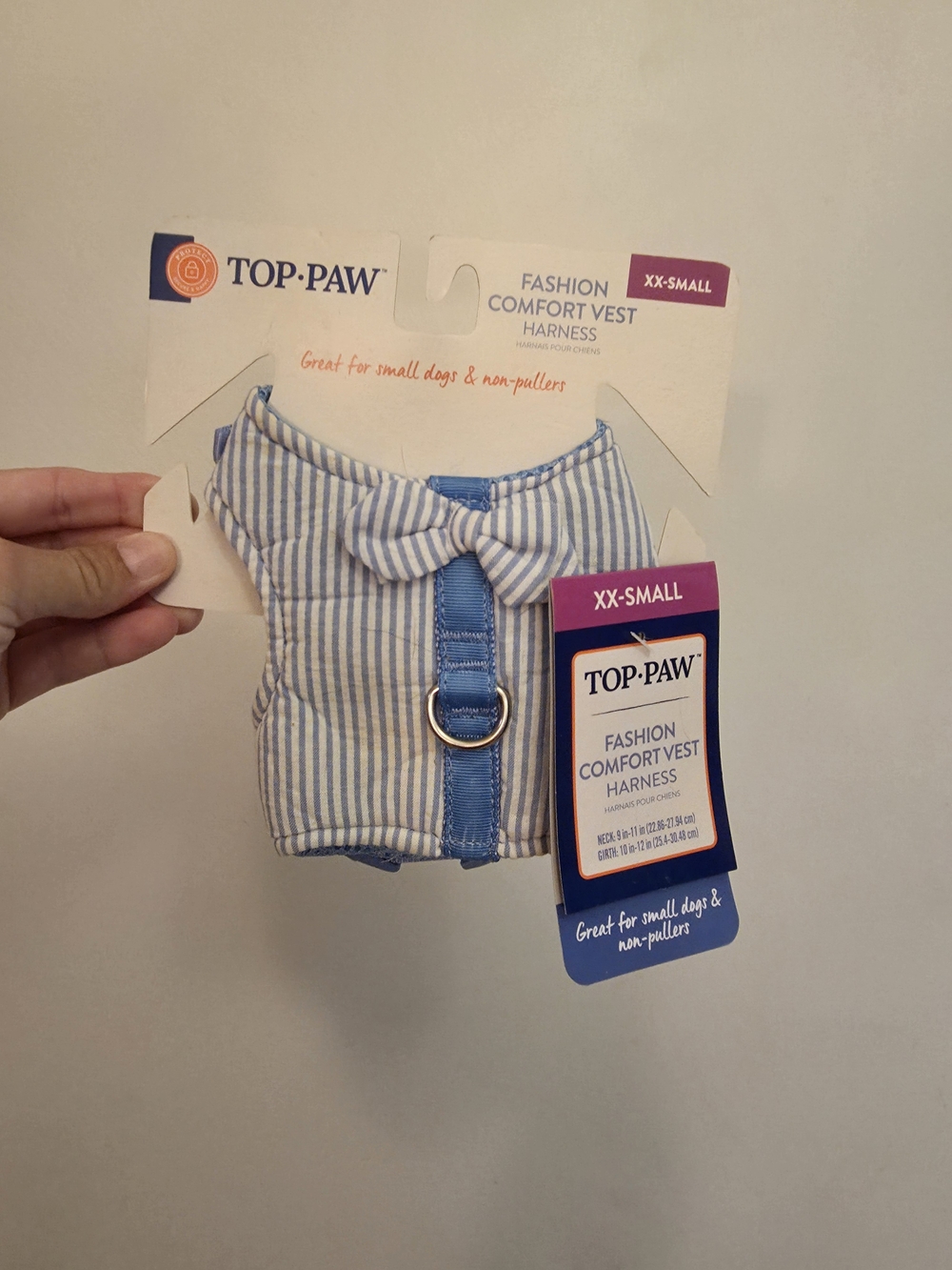 Top Paw Blue Striped Fashion Comfort Vest Harness - XX-Small